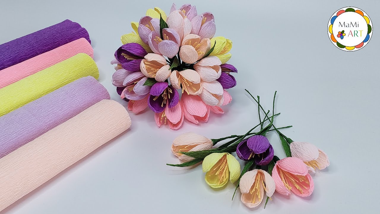 JAK KROK PO KROKU ZROBIĆ KROKUSY Z KREPINY 💐 🌷  KROKUSY Z BIBUŁY  💐 🌷How To Make Crocus Paper Flower