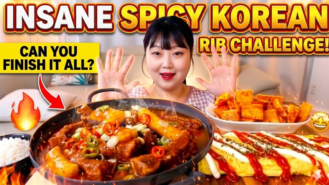INSANE SPICY KOREAN RIB CHALLENGE! 🔥 Can I Finish It All?? 🥵 (Extreme Mukbang)