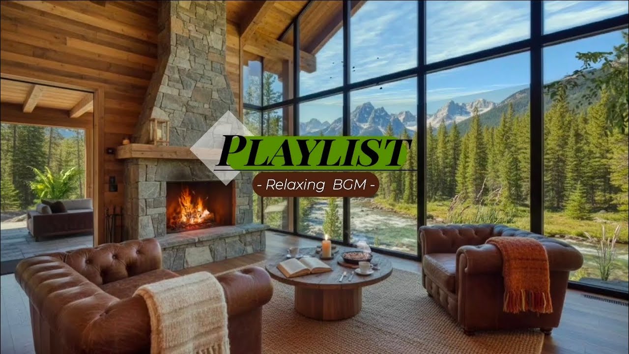 [Playlist] 🪵 산맥을 마주한 로그 캐빈, 벽난로 재즈의 따스한 봄날 (Cozy Log Cabin Vibes & Mountain Jazz) 🏔️☀️