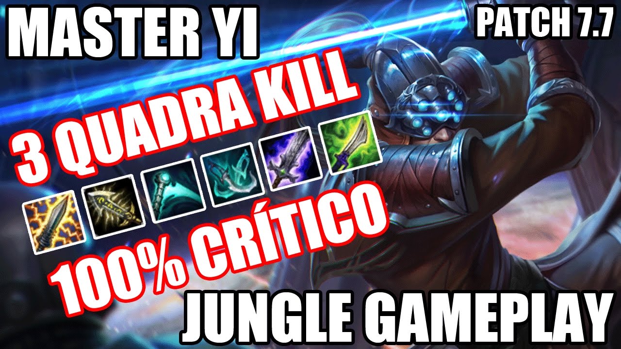 A MELHOR BUILD PRA RUSHAR ELO + 3 QUADRA KILL - MASTER YI JUNGLE GAMEPLAY