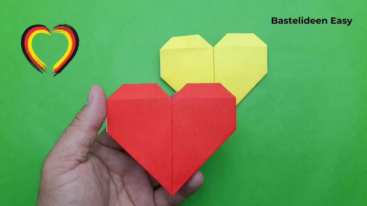 Origami Herz mit Flügeln – Schritt für Schritt aus quadratischem Papier 20 cm