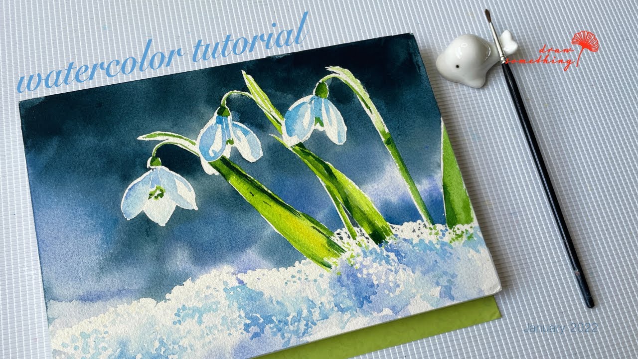 Vẽ màu nước : hoa Xuyên Tuyết / How to draw galanthus in watercolor