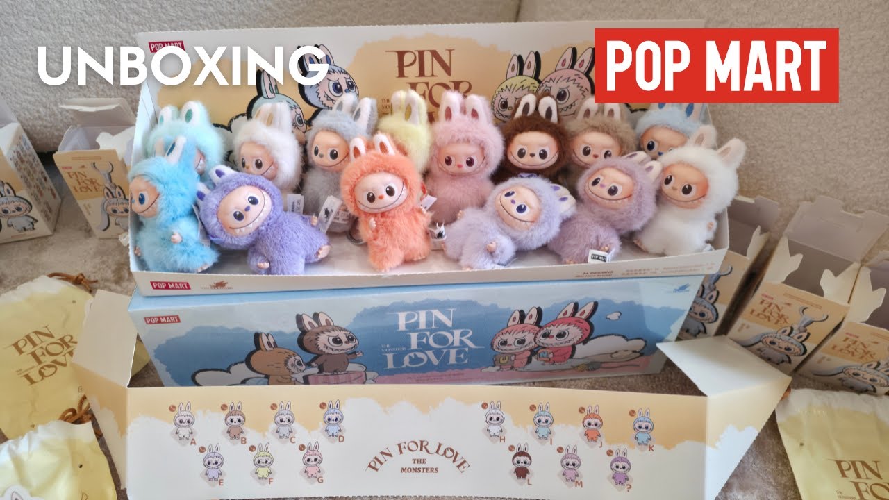 MINI LABUBU PIN FOR LOVE FULL UNBOXING VIDEO Letters A-M | THE MONSTERS!! 💜🔠