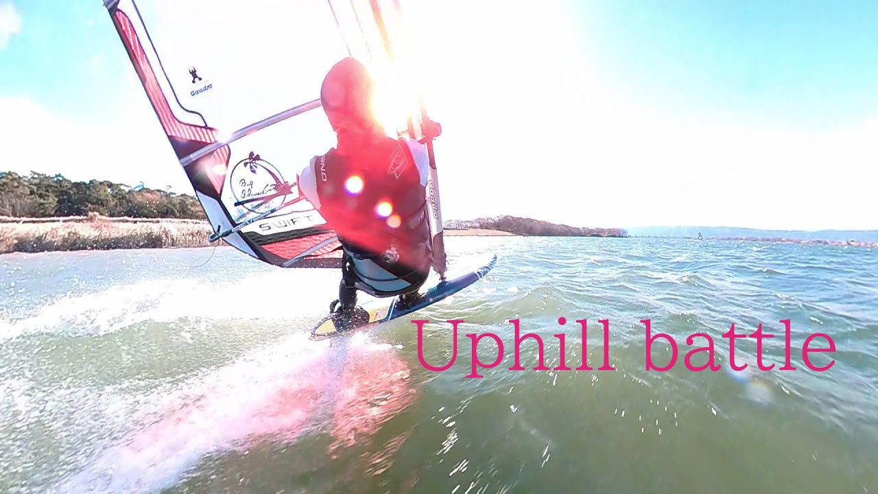 #windsurfing　Uphill battle　It was a tough experience as the wind was strong.