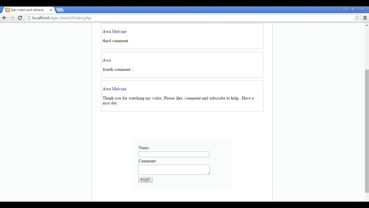 How to insert and retrieve data from database using ajax php mysql