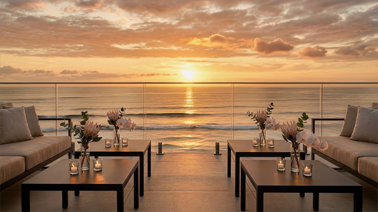 Amber Tide Lounge 🌅 Luxury Sunset Jazz & Lo-Fi Beats by the Ocean | Chill, Focus & Relax