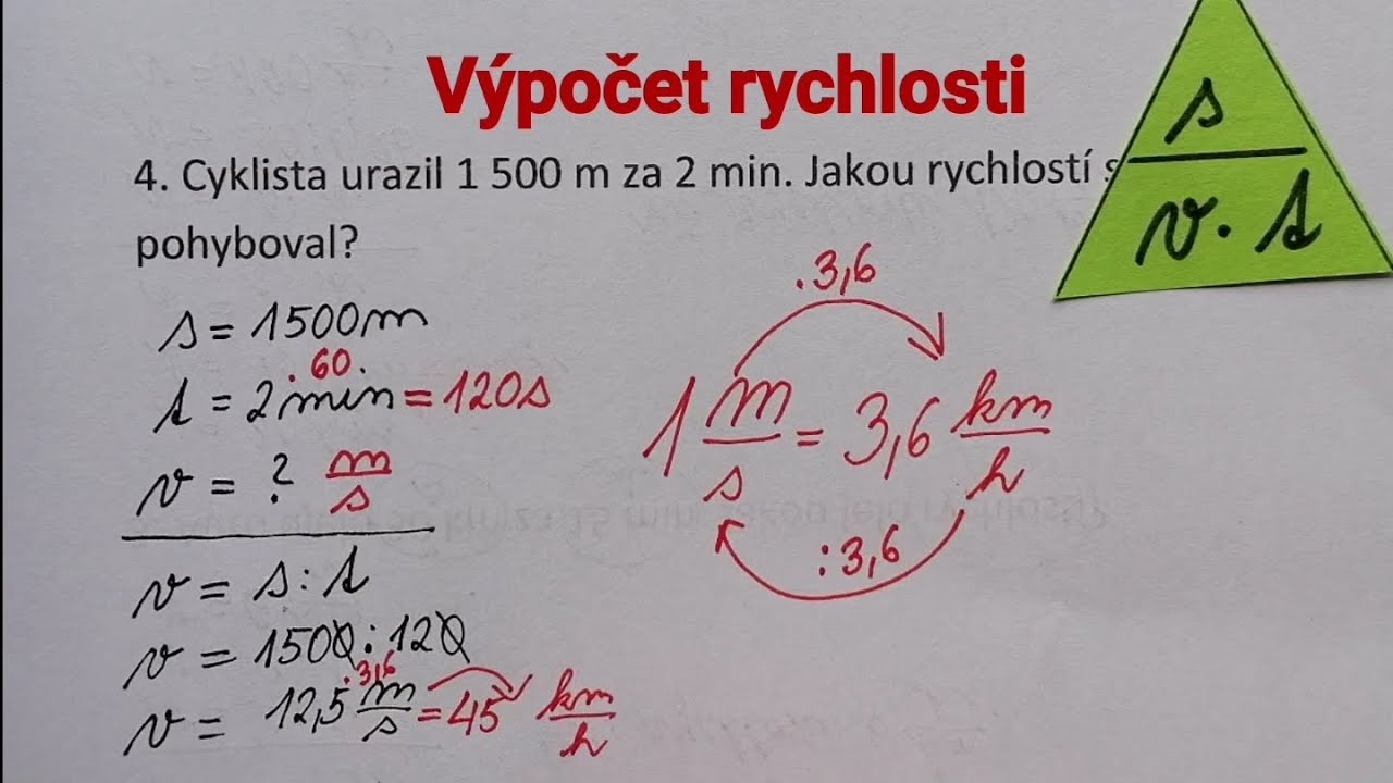Výpočet rychlosti, rychlost příklady