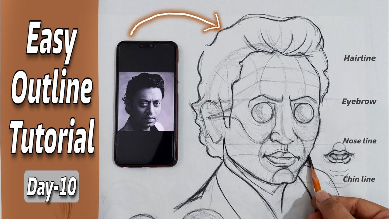 Day-10 Charcoal Portrait, How to draw head || Online drawing course in Hindi