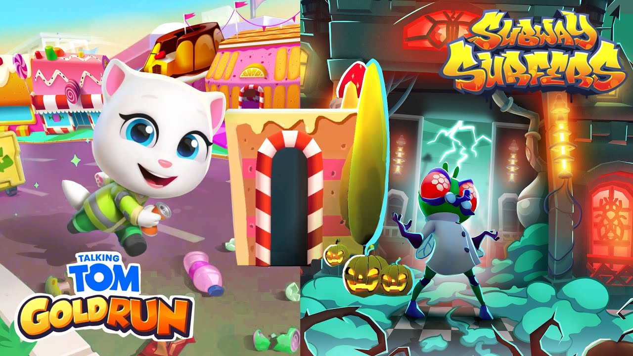 Talking Tom Gold Run vs Subway surfers - Dr. Flyman vs Eco Angela (Halloween edition 2024) 🎃🧪♻️🍰