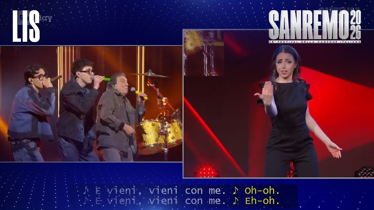 LIS | Sanremo 2026. LDA & Aka7even con Tullio De Piscopo cantano Andamento lento