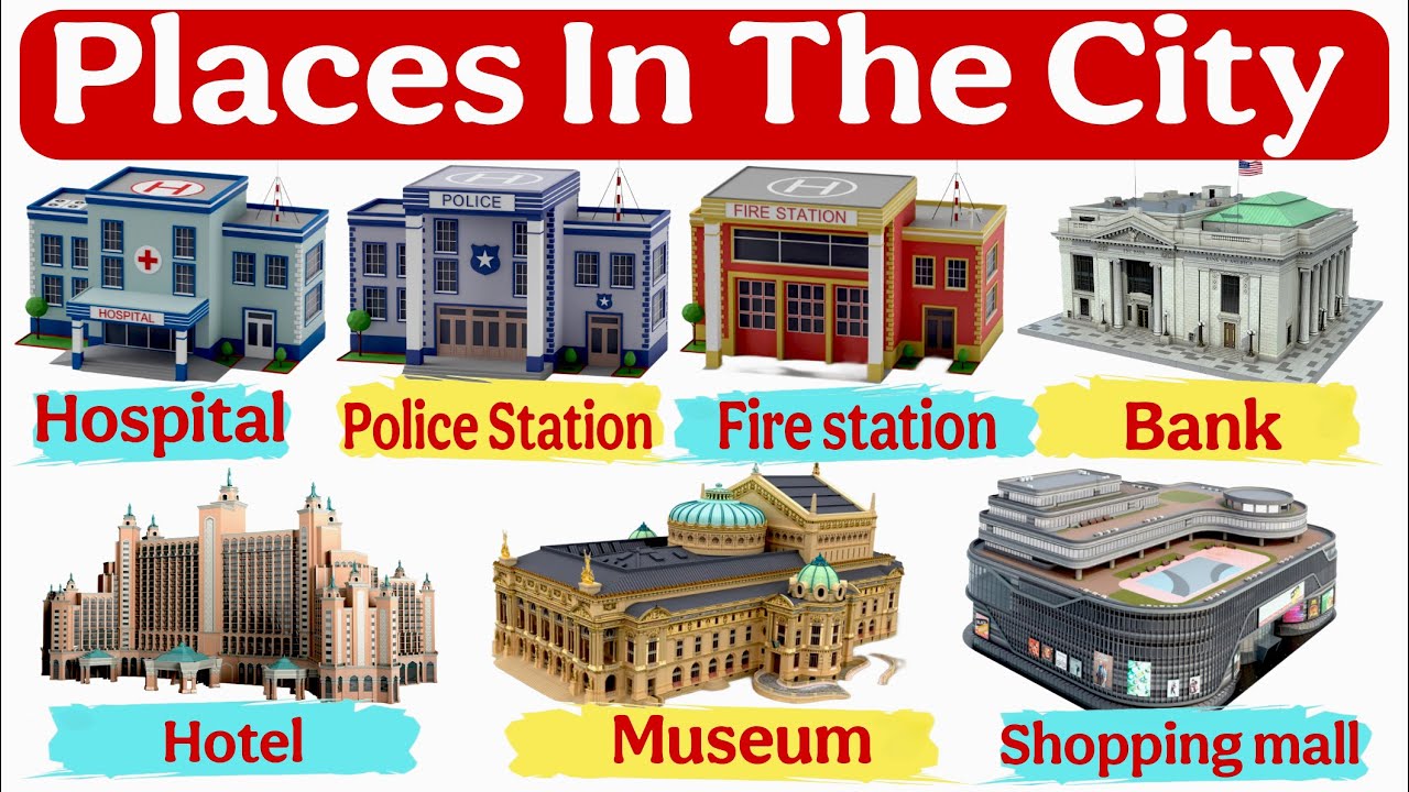 📝Places in a City Vocabulary ✔ Places Vocabulary 👌 Parts of the City 👍 English Vocabulary⏰.