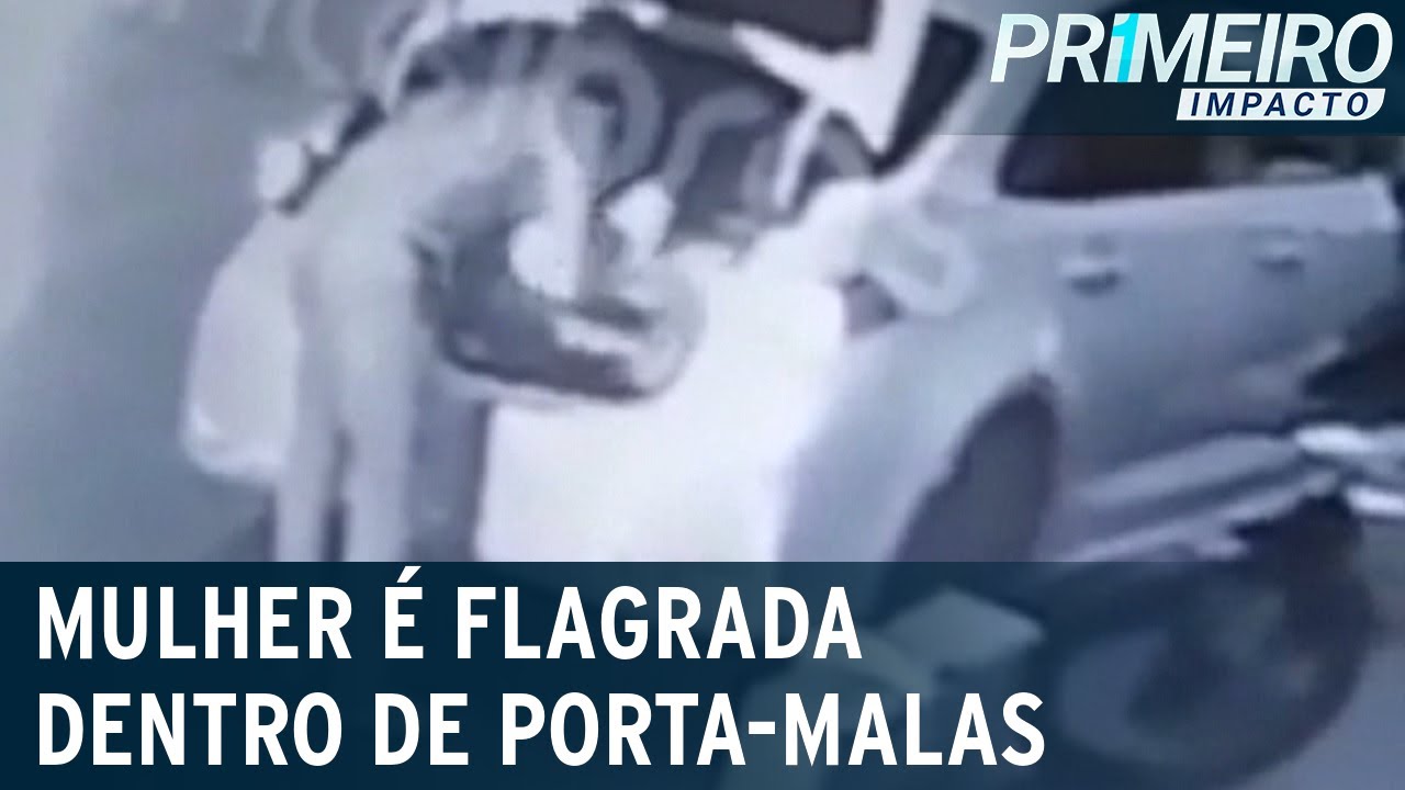 Mulher é flagrada dentro de porta-malas de carro por aplicativo | Primeiro Impacto (06/04/22)