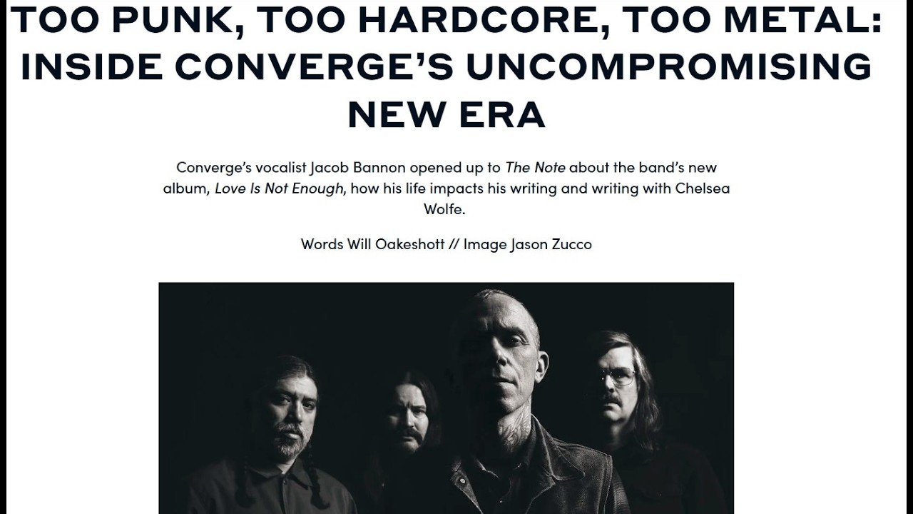 Will Oakeshott (The Note Mag) interviews Jacob Bannon, vocalist/artist for Converge.