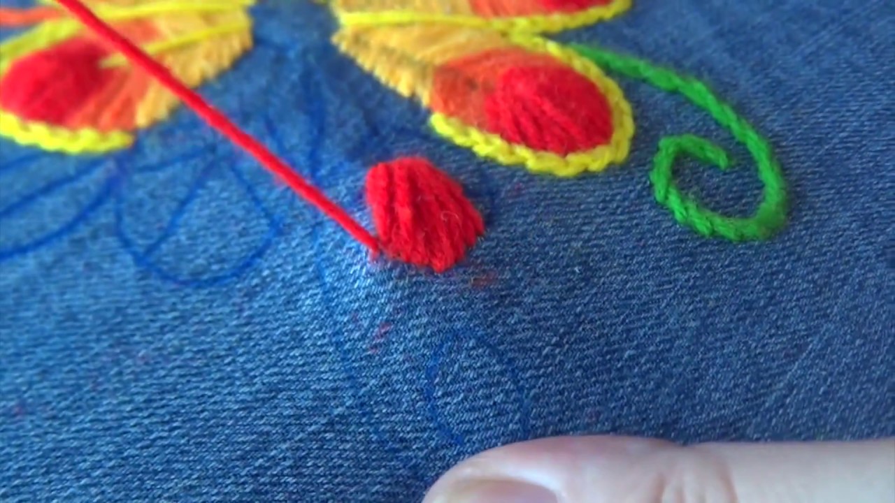 FACIL Y HERMOSO BORDADO AYACUCHANO, PERUANO ,punto relleno tutorial -parte 1/2