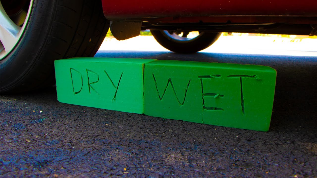 Crushing Wet and Dry Floral Foam for 4 Minutes Straight - Crushing Crunchy & Soft Things by Car!