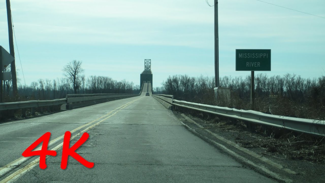 ⁴ᴷ Mississippi River & Ohio River Bridges (Cairo, IL) westbound [4K VIDEO]
