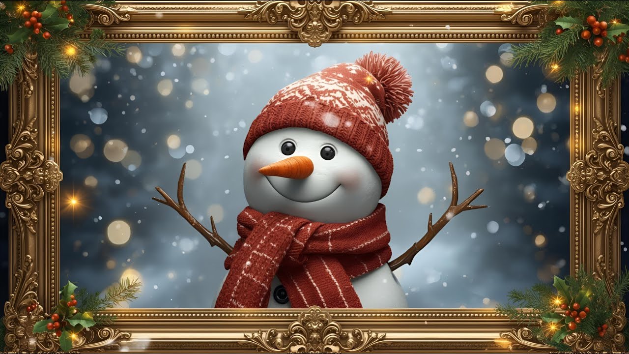 Snowman Christmas Ambience Live 24/7 ❄️ Cozy Holiday Lights,  | Relaxing Winter TV Art (4K)