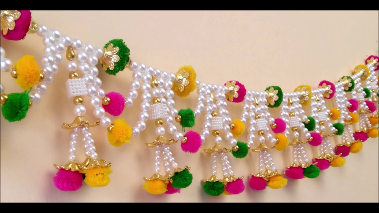 How to make a Pearl Bandhanwar at Home, DIY Easy Pearl Toran, Designer Toran, How to make Toran
