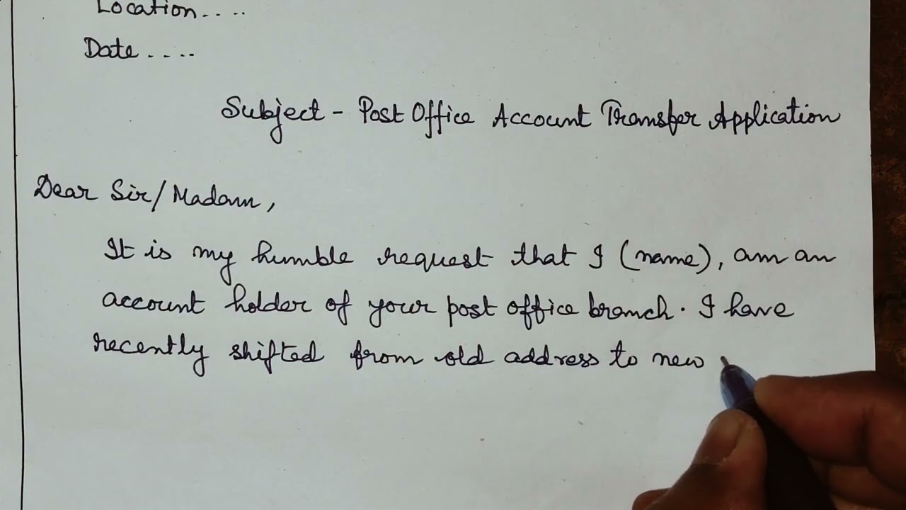 LETTER WRITING || TRANSFER FOR POST OFFICE ACCOUNT |