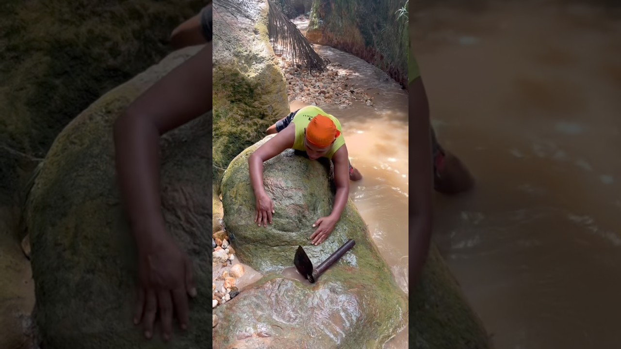 The process of finding gold | finding gold in bedrock fragments | finding an amazing gold nugget