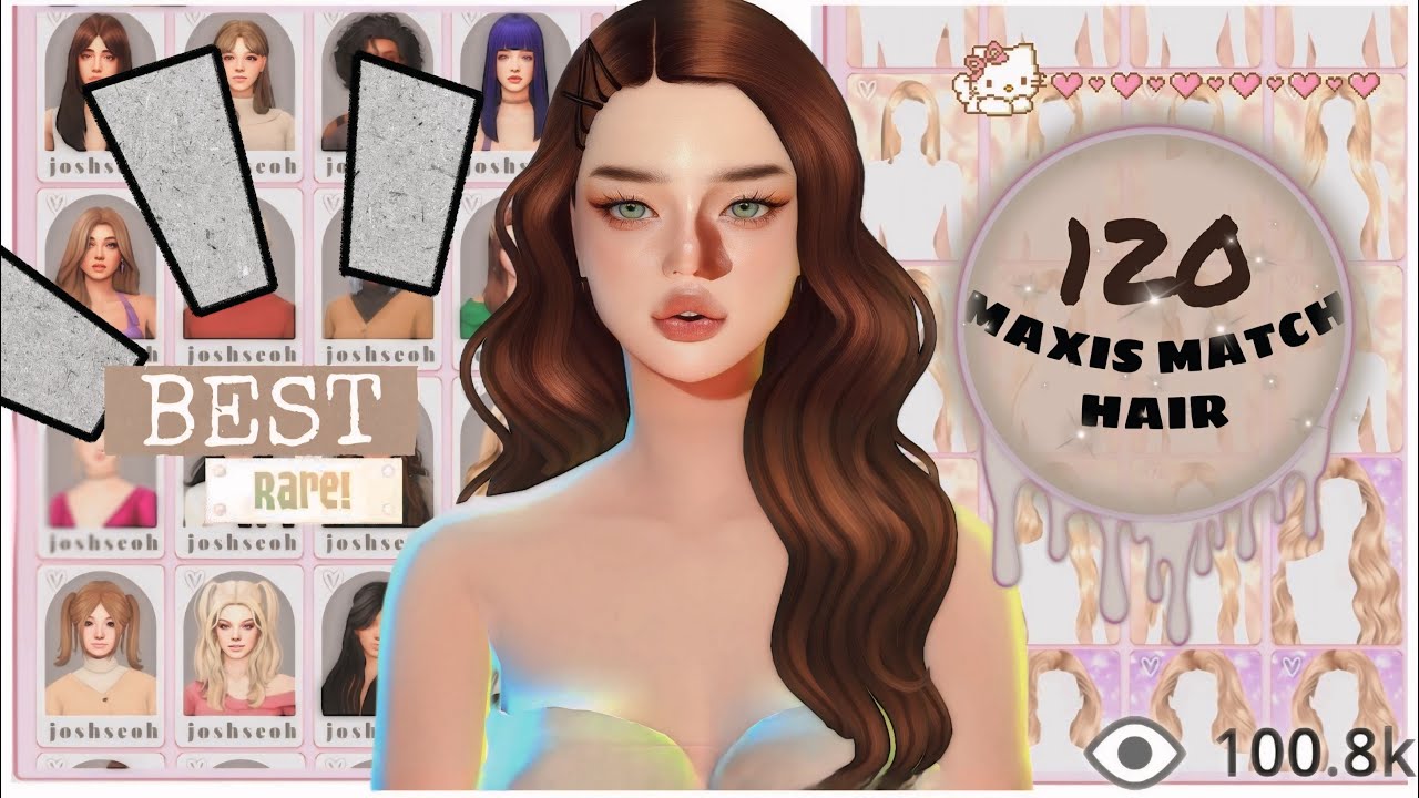 MAXIS MATCH HAIRS 120 + cc links || the sims 4 hair haul ||2025 ₊˚⊹♡