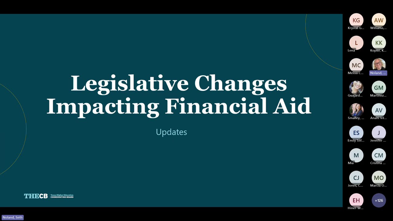 Student Financial Aid Programs March 12, 2026 Webcast