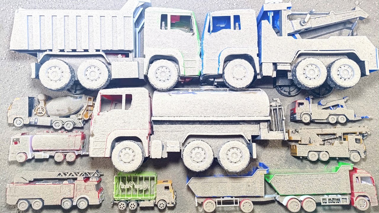 Temukan Mobil Mainan Terkubur dan Membersihkan Truk Tangki Besar Truk Pasir Besar Truk Derek Besar
