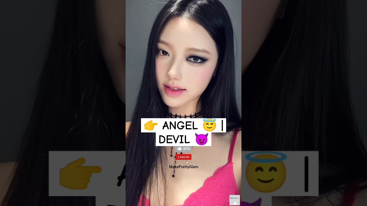 Angel vs Devil Makeup 😇😈 #makeup #softglamlook #makeuplook