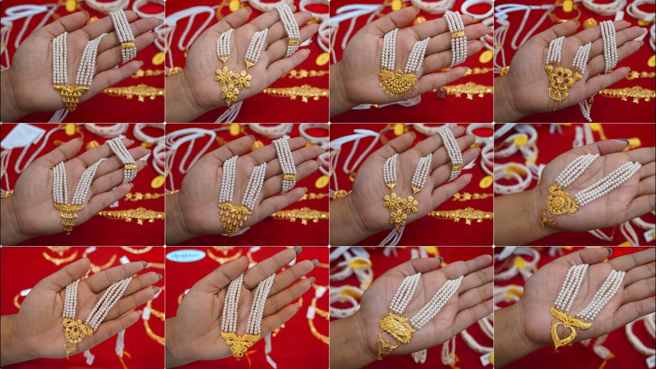 Gold pearl long necklace designs with price/pearl jewellery designs/gold pearl sita har design 2025/