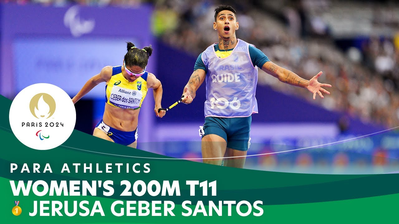 Gold for Brazil! 🇧🇷🏃‍♀️Jerusa dos Santos' Epic 200m T11 Finish at #Paris2024