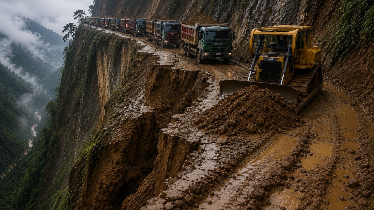 ​Most Dangerous Road Construction Ever! Bulldozer vs Cliff Edge