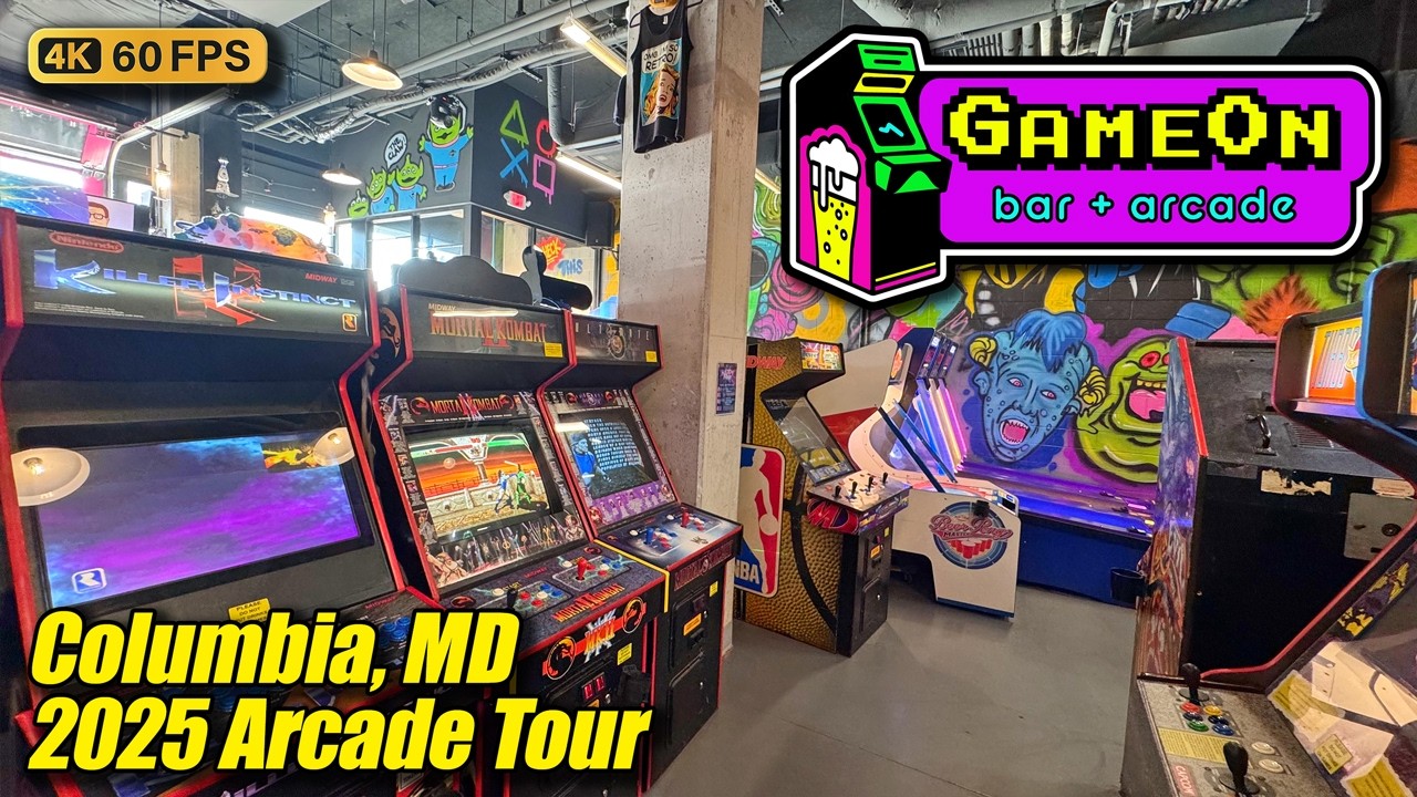 GameOn Bar+Arcade, July 2025 arcade tour (Columbia MD), new 4K full walkthrough