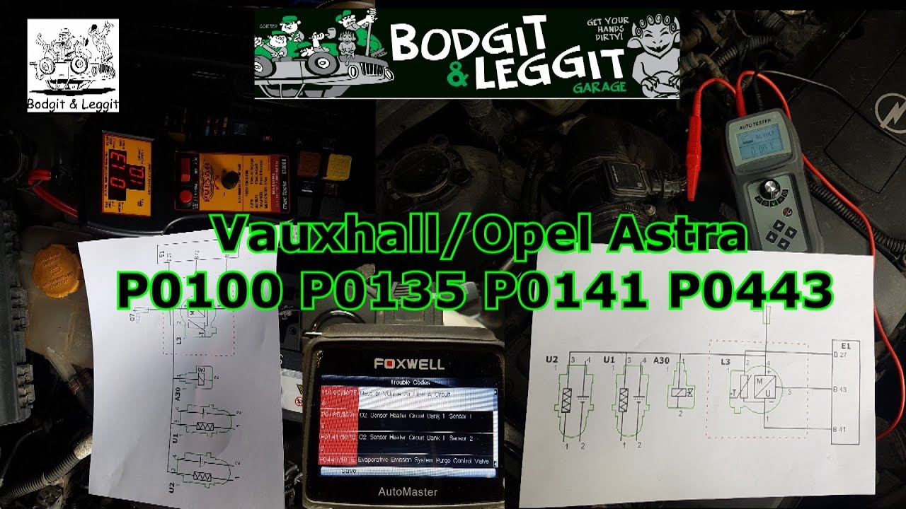 Vauxhall Opel Astra P0100 P0135 P0141 P0443 Гараж Bodgit And Leggit