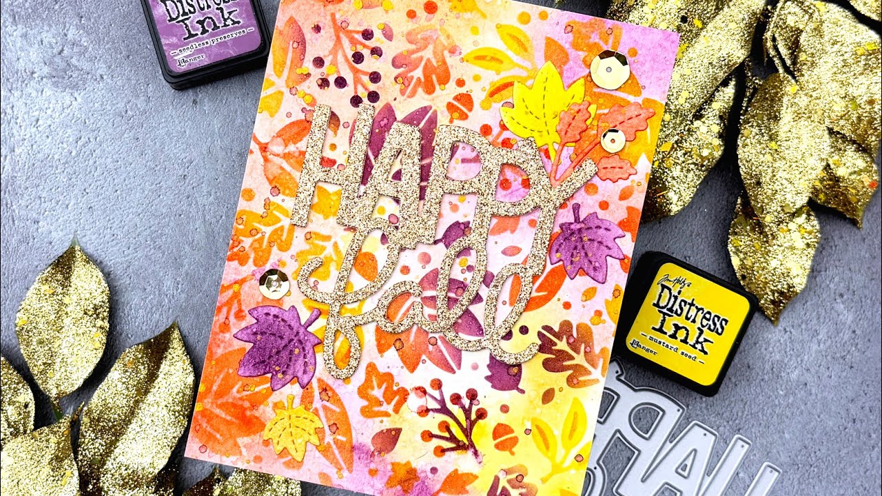 Using inking techniques on a Fall card with Jessica