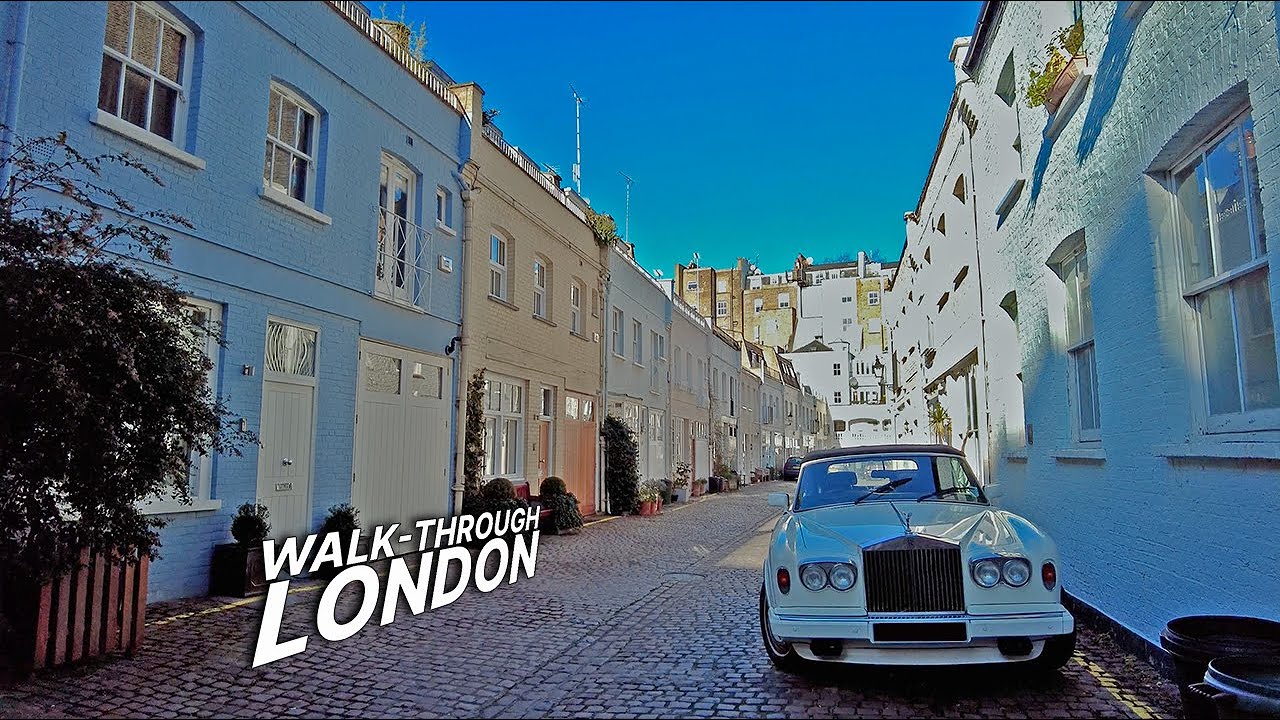 LONDON Walk 🇬🇧 - Posh South Kensington ✨- luxury car 🚘🚙 spotting route passing pretty streets & mews