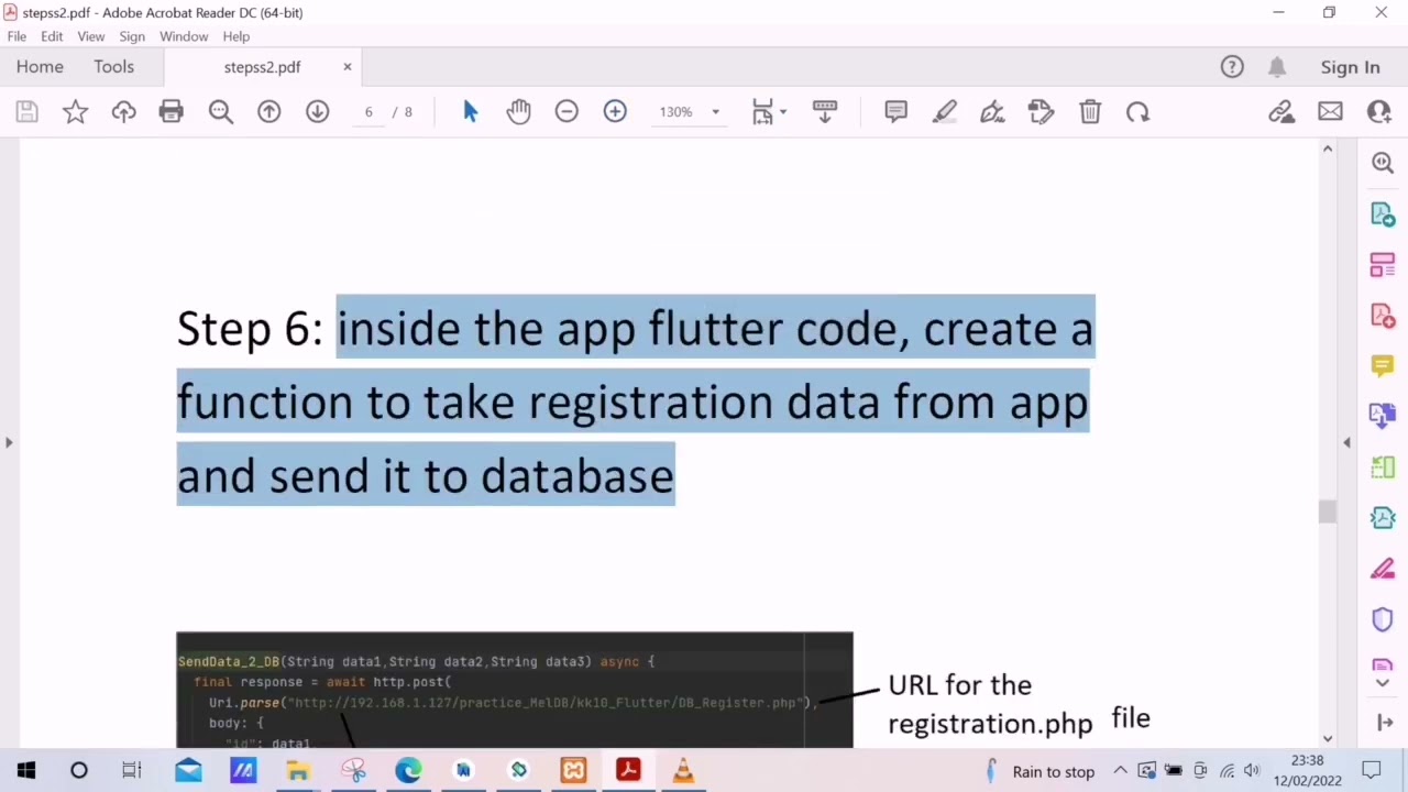 Flutter App User Registration in MySql phpMyAdmin