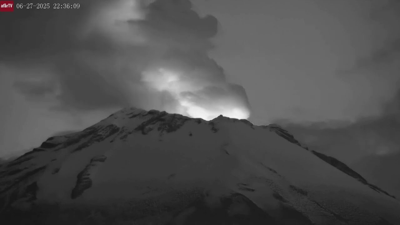 Popocatépetl at Night – Snowcapped Giant Glows Under the Sky | June 27, 2025 Timelapse