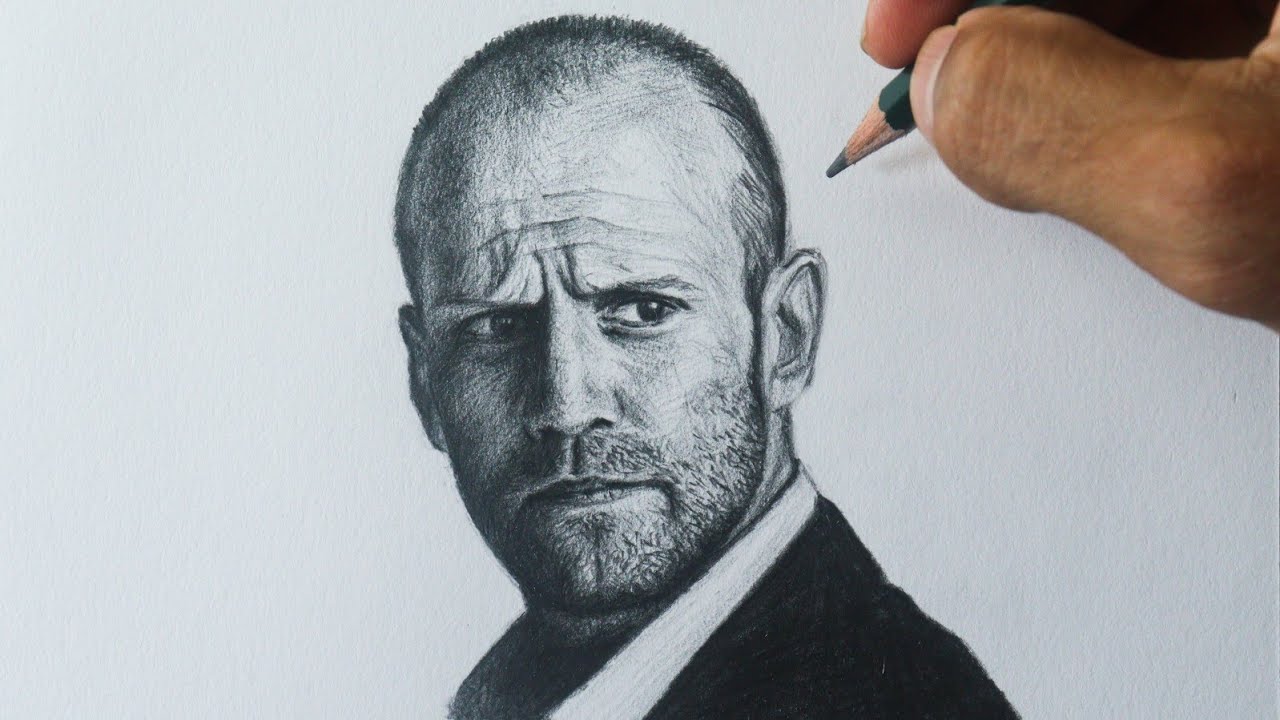 Como desenhar ROSTO a mão livre - ator Jason Statham PASSO A PASSO narrado