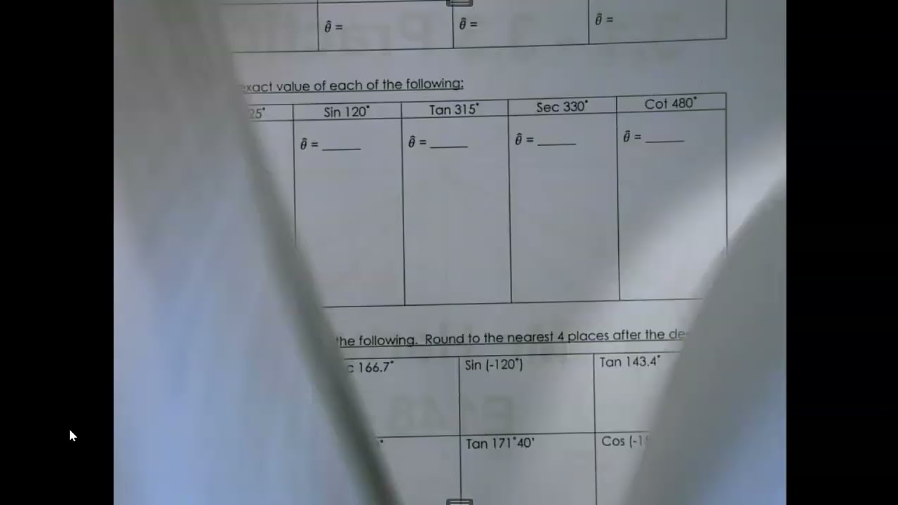 Trig  - U3 -  3.1 Reference Angles Day 1