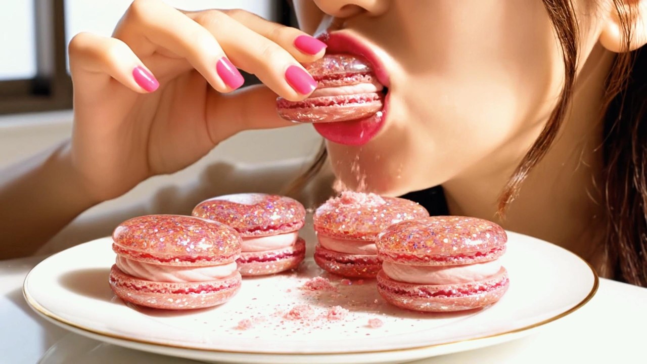 🍪 Crystal Food ASMR | French Macarons Made of Glitter Glass (No Talking)