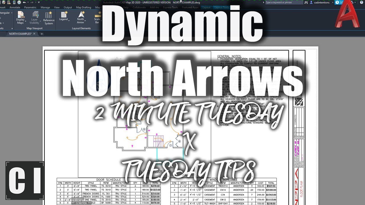 AutoCAD Tutorial &ndash; How to Link a North Arrow to a Viewport Dynamically - 2 Minute Tuesday
