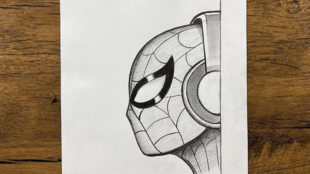 How to draw Spiderman wearing headphones 🎧 | step-by-step drawing tutorial