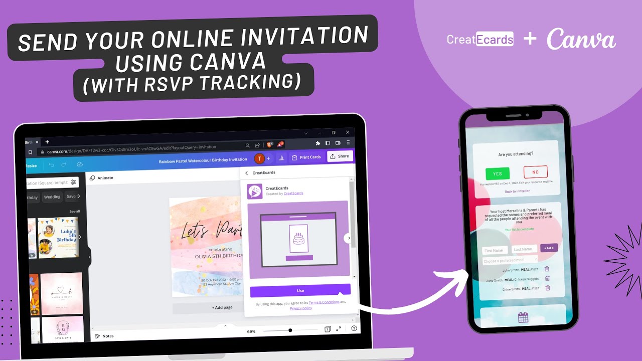 Отправьте свое онлайн-приглашение с помощью Canva (с отслеживанием RSVP)