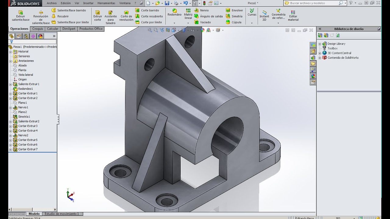Soporte deslizable en Solidworks 2014 Dificultad media