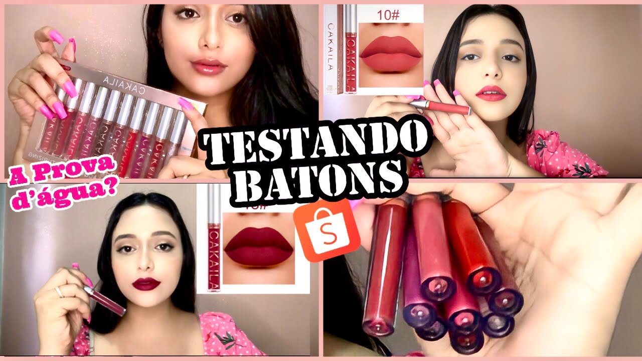 Testando BATOM da Shopee CAKAILA a prova d’ água, será que prestou ? 🤭 makes gringas da Shopee 💋💄