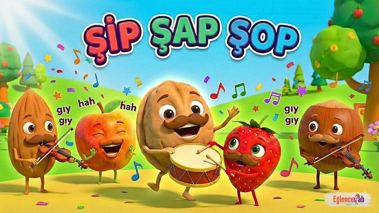 Şip Şap Şop 🌰 Eğlenceli Çocuk Şarkısı 🎶Renkli 3D Animasyon