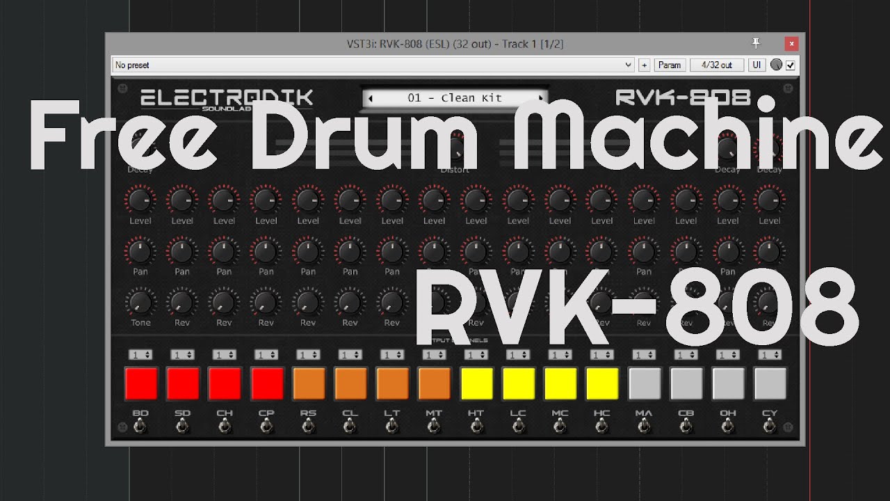 Free Drum Machine -  RVK-808 by Electronik Sound Lab (No Talking)