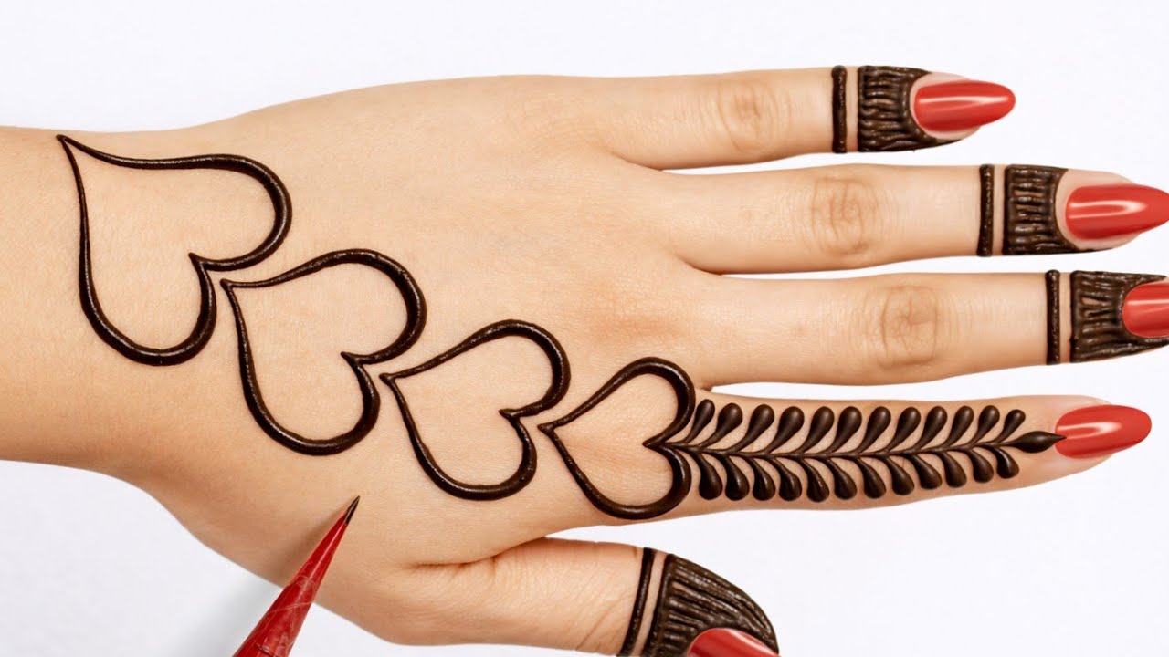 Easy Arabic Hearts Mehndi Design Tricks| Simple Mehandi design| Backhand Mehndi Art| Henna Design