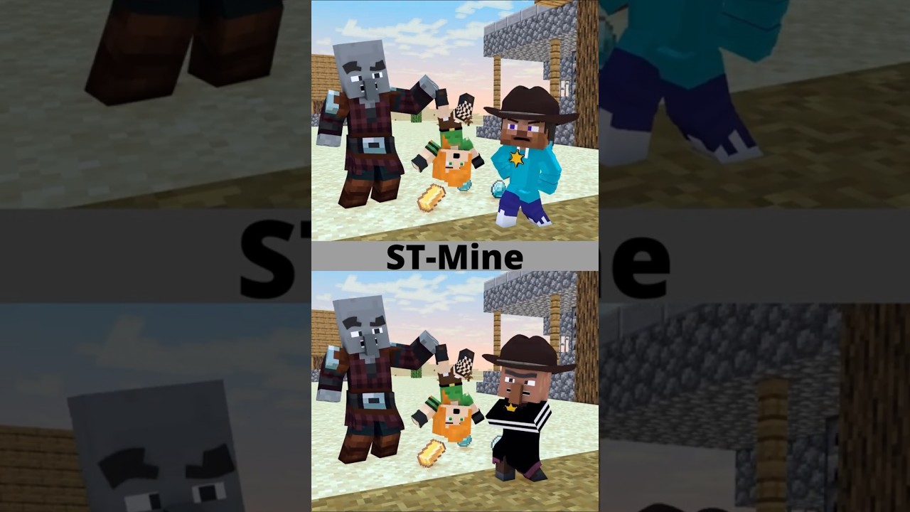 Baby Steve VS Bad Villager. Western story. #shorts