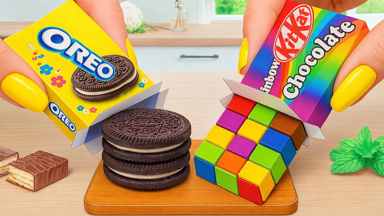 Satisfying Mini Cake Recipe Using Rainbow OREO and Pink KITKAT | Colorful Miniature Rainbow Cake